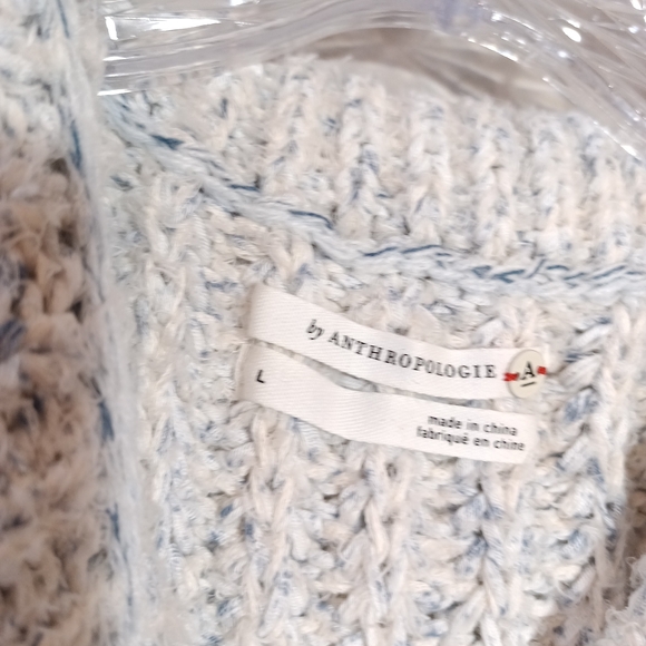 By Anthropologie Cowl Neck Ribbed Sweater Vest Grey Blue Size L - Picture 4 of 6